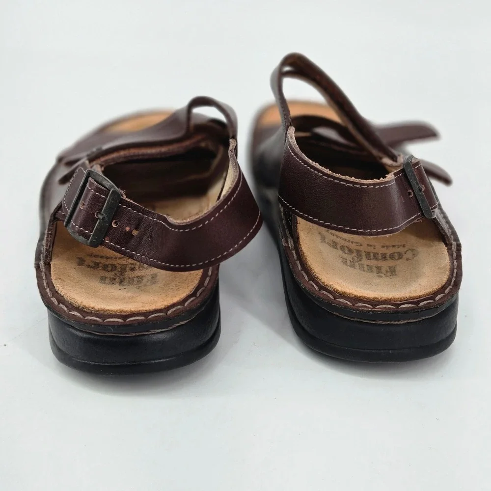 Finn Comfort Baltrum Brown Leather Triple Strap Comfort Men's Sandal EU 40 US 7